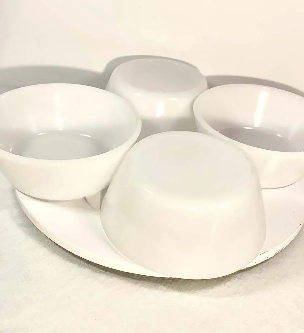 Set Of 4 Vintage Federal Oven Ware White Milk Glass Bowl Heat Proof 5 
